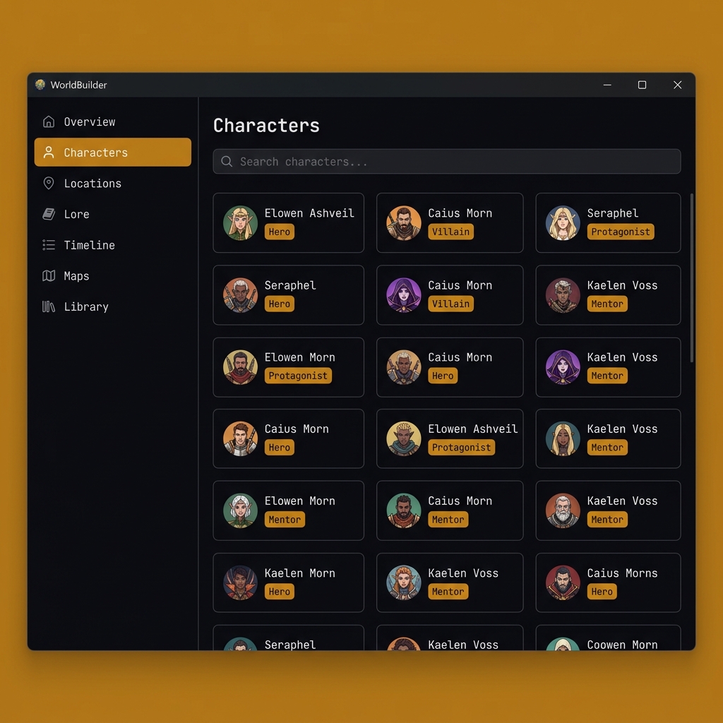 Characters view